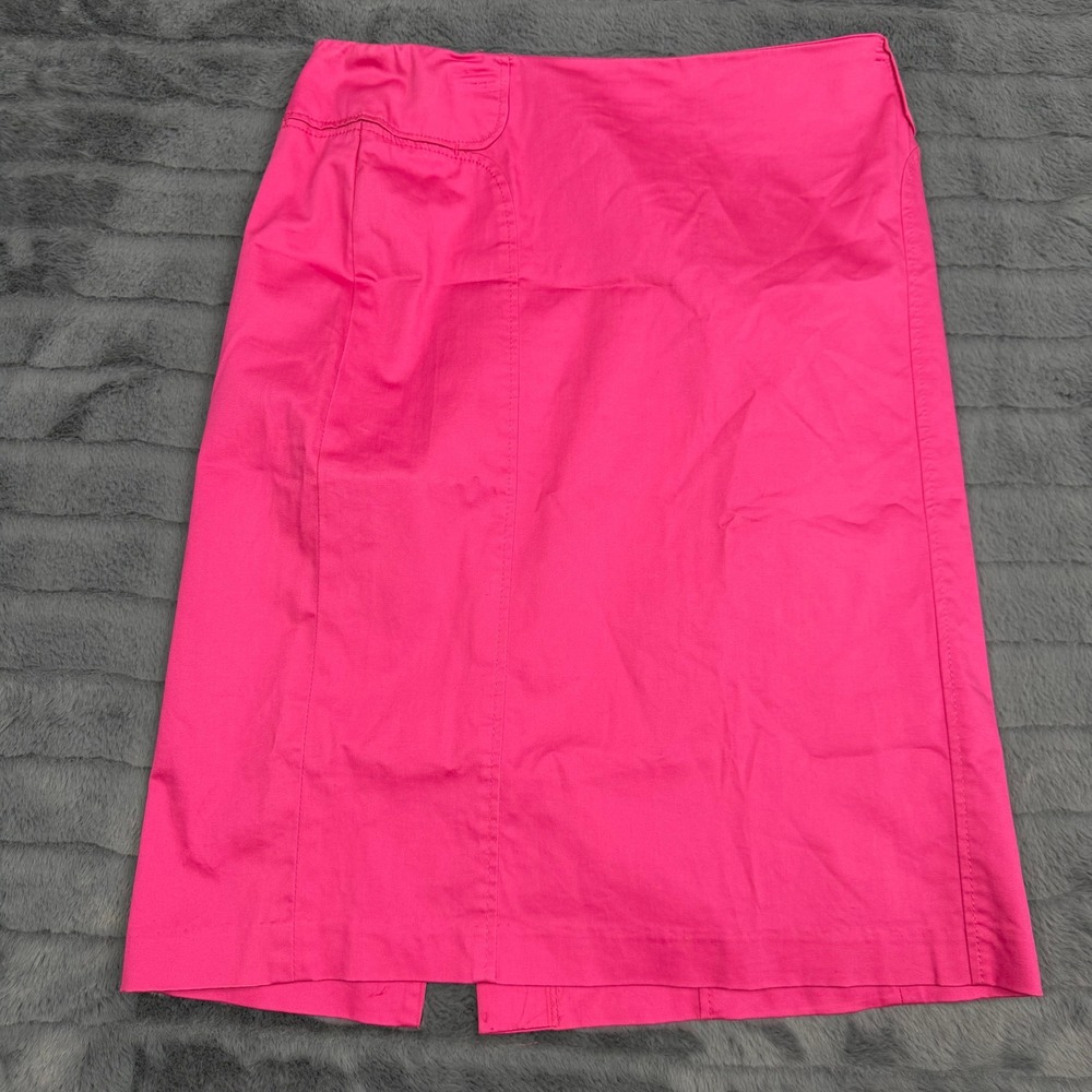 New York & Company Stretch Hot Pink Pencil Skirt Size 2 Knee Length Cotton Blend